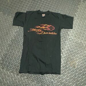Harley-Davidson Black Tee with Red-Orange Flame Logo